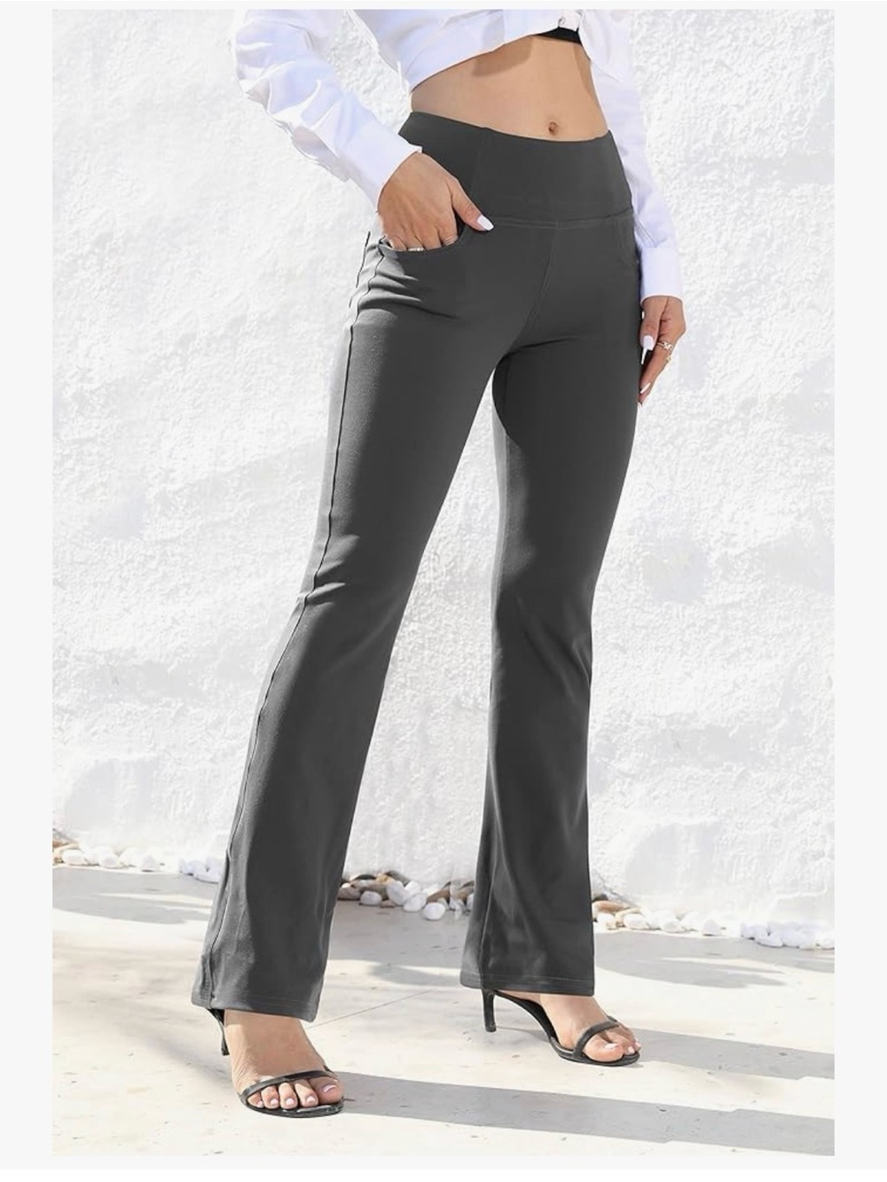 High-Waist Flare Leggings in Dark Gray